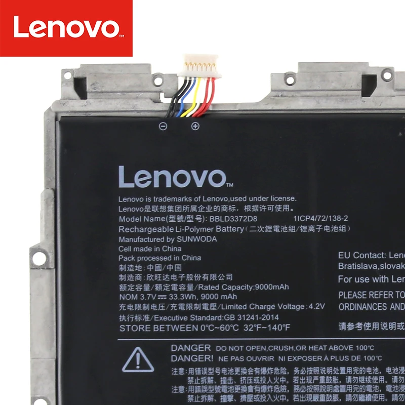 Original Laptop battery For Lenovo MIIX320 Series BBLD3372D8 1ICP4/72/138-2 tablet01 3.7V 33.3Wh 9000mAh Miix 320