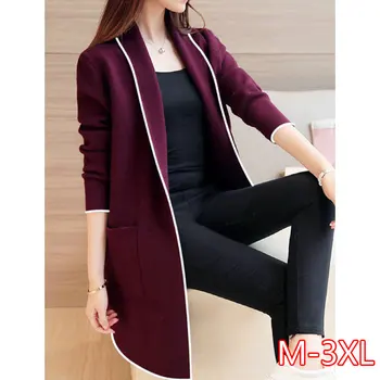 

New Spring And Autumn Women's Cardigan Long Sleeve Solid Korean Large Size Sweater Long