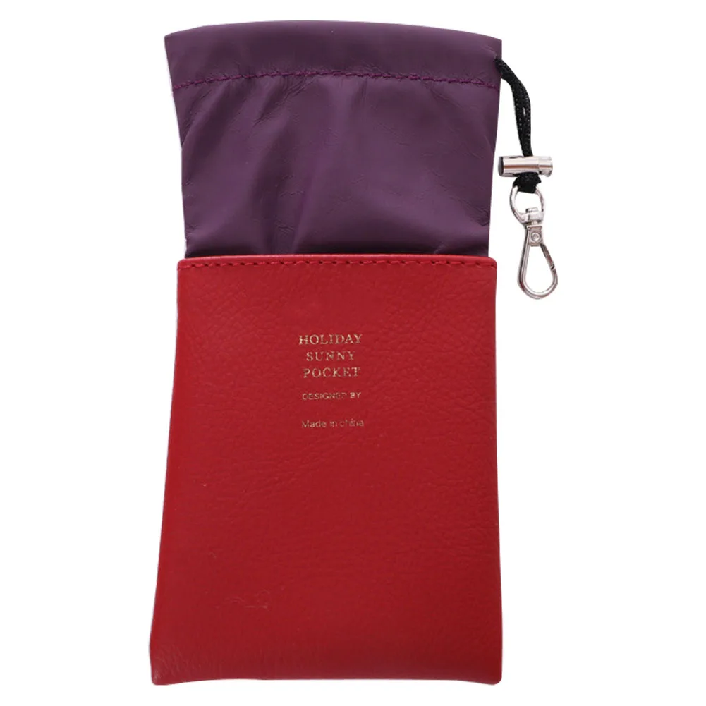 Красный Чехол-контейнер для очков, мягкий портативный чехол для путешествий из искусственной кожи с горячей штамповкой, защитный чехол для хранения очков на шнурке - Цвет: Красный