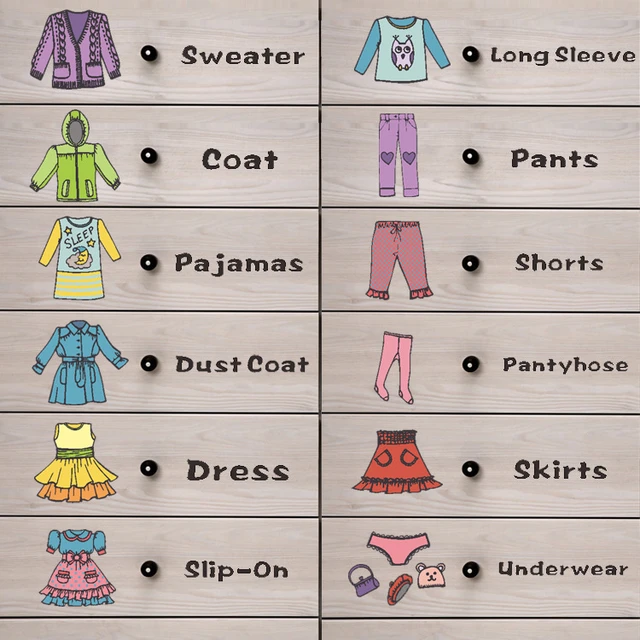 Boy Girls use Cartoon Clothes Classification Logo Underwear Label Storage  Box Stickers for Kids Room Bedroom Home Decor FG014 - AliExpress