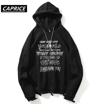 

2019 Mens Ripped Destroyed Holes Hoodies Letter Print Hip Hop Long Sleeve Hooded Pullover Jumper Sweatshirts Fashion tops