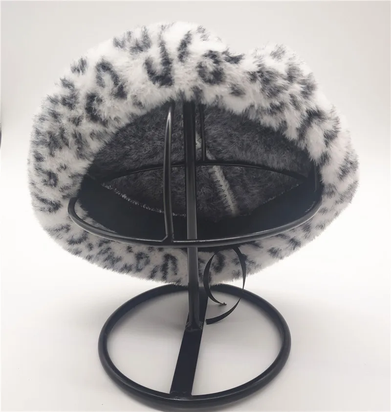 New Women's Thick Wool Beret Cap Leopard Printed Beret Cap Artist Hat Pumpkin Cap Gorras