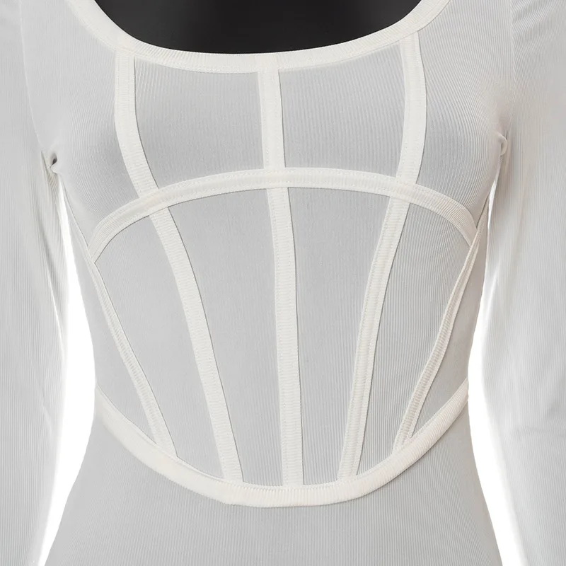 Women's Party Dress Sexy Long Sleeve Dress Fashion All-match White Tight Dress Fashion Corset Design Knitted Dress Mini elegance Women's Party Dress Sexy Long Sleeve Dress Fashion All-match White Tight Dress Fashion Corset Design Knitted Dress Mini elegance
