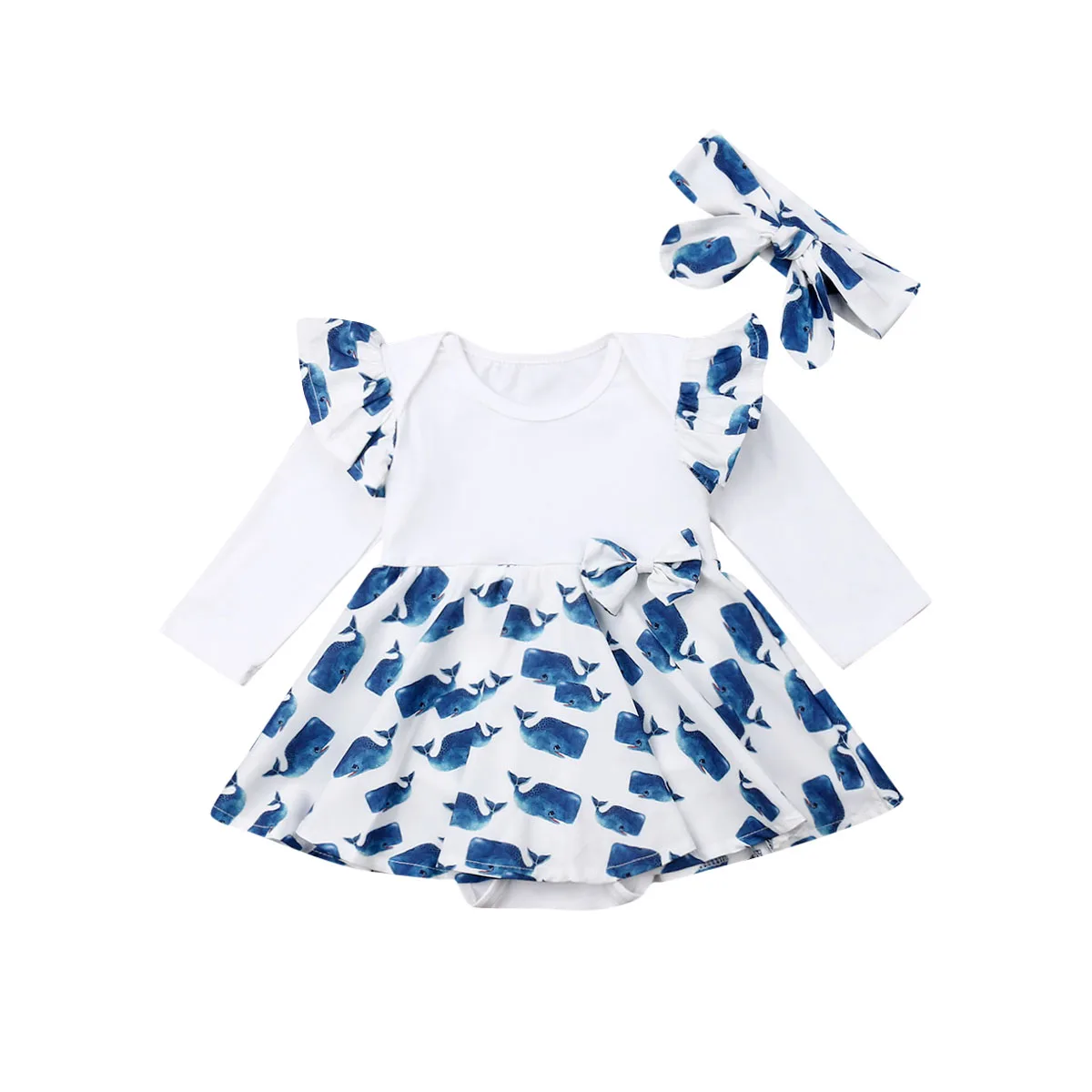 Комплект из 2 предметов платье боди для новорожденных девочек комбинезон с