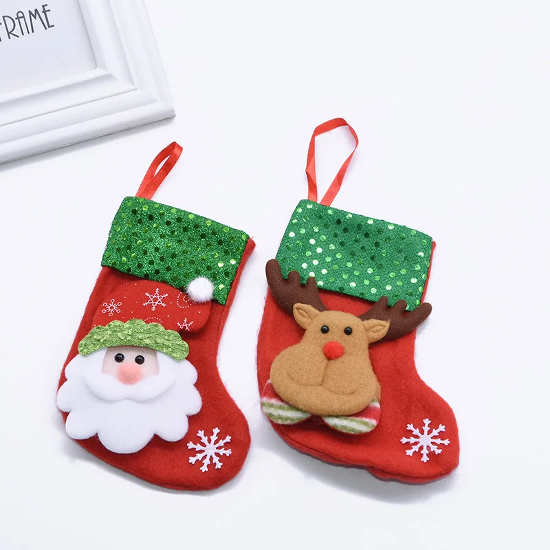 Рождественские украшения Чулок Подарки с Санта-Клаусом и оленем носки прекрасный подарок сумки для дома камин Рождество елочные игрушки