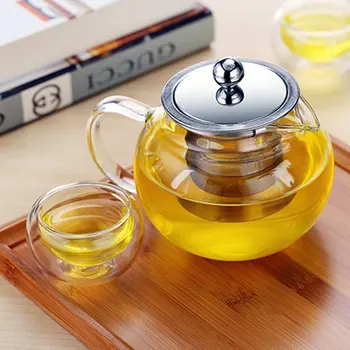 

High Temperature Resistance Clear Borosilicate Glass Teapot Elegant Glass Tea Cup Teapot With Stainless Steel Infuser
