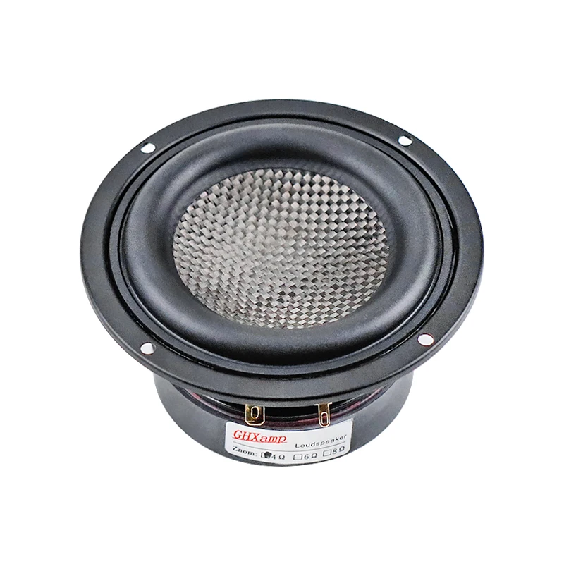 Woofer Speaker Speaker Driver Unit Bass Vibration Speaker GHXAMP Carbon Fiber Cone HIFI 4 Inch 116mm Subwoofer Bass Speaker Woofer 4OHM 40W Low Frequency Home Car Audio 69Hz-5500HZ 1PC