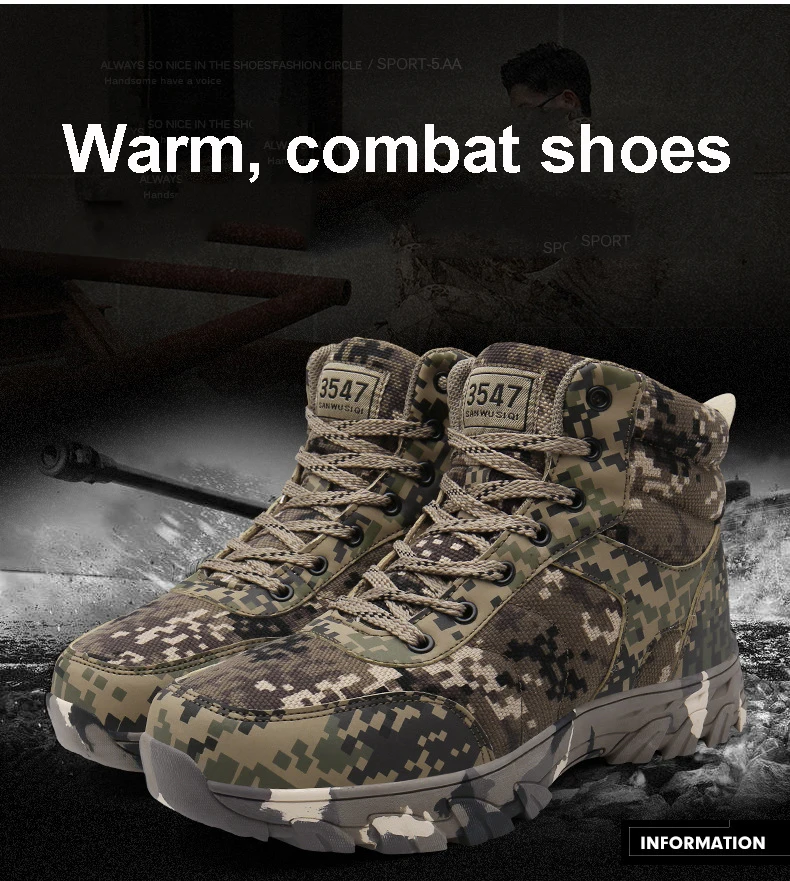 Winter with Fleece Warm Snow Boots Men Winter Camping Hiking Shoes Sneakers High Top Boots