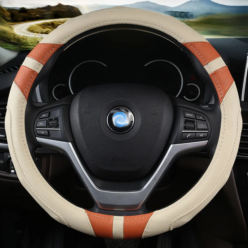 Car Steering Wheel Cover leather Auto Interior Accessories for hyundai ioniq kona santa fe solaris sonata sorento terracan