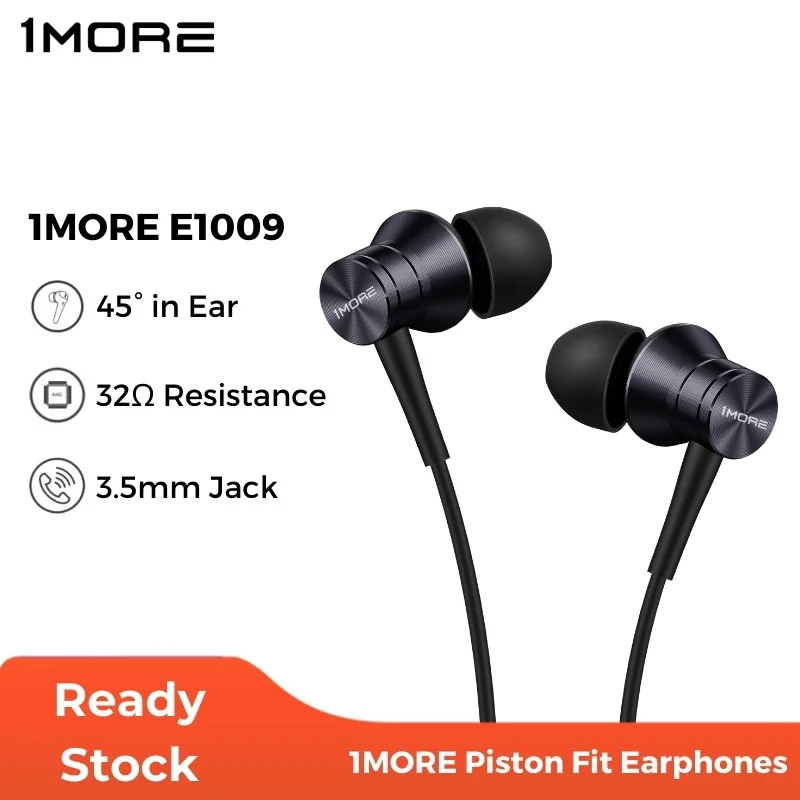 1MORE E1009 Piston Fit Stereo In Ear Headphones 3.5mm Earphone With mic 1.4m Music For Smartphone Laptop | Электроника