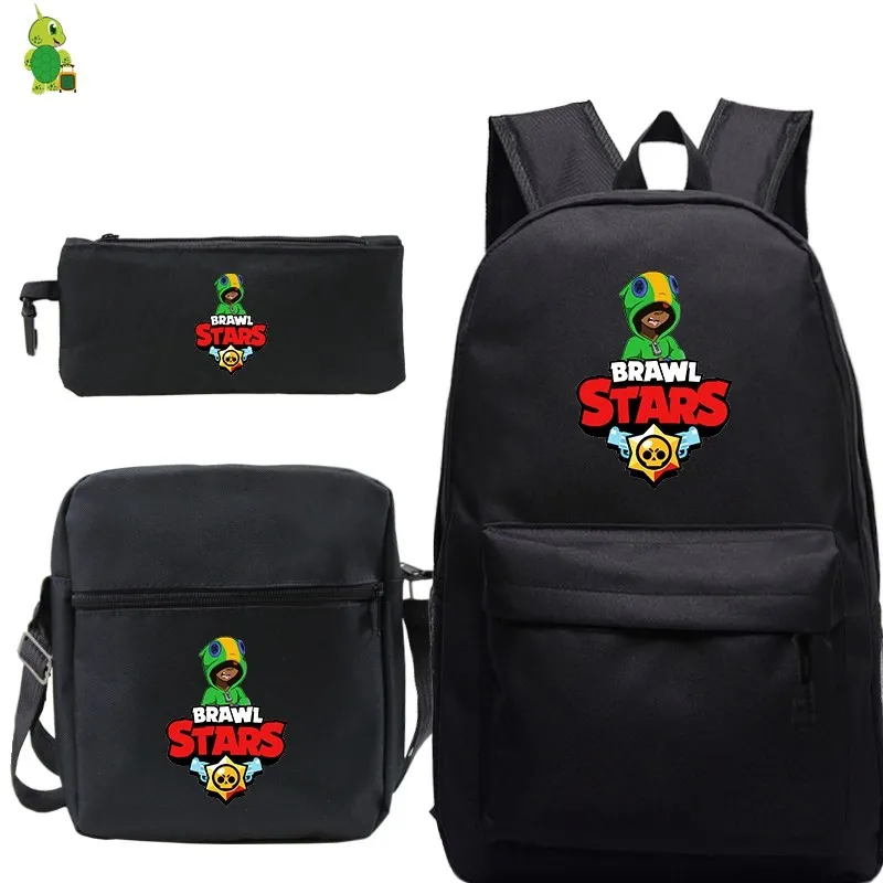

Solid Brawl Stars Backpacks Mochila 3pcs/set School Bookbags for Girls Boy Laptop Travel Backpack Women Backpack+handbag+pen Bag