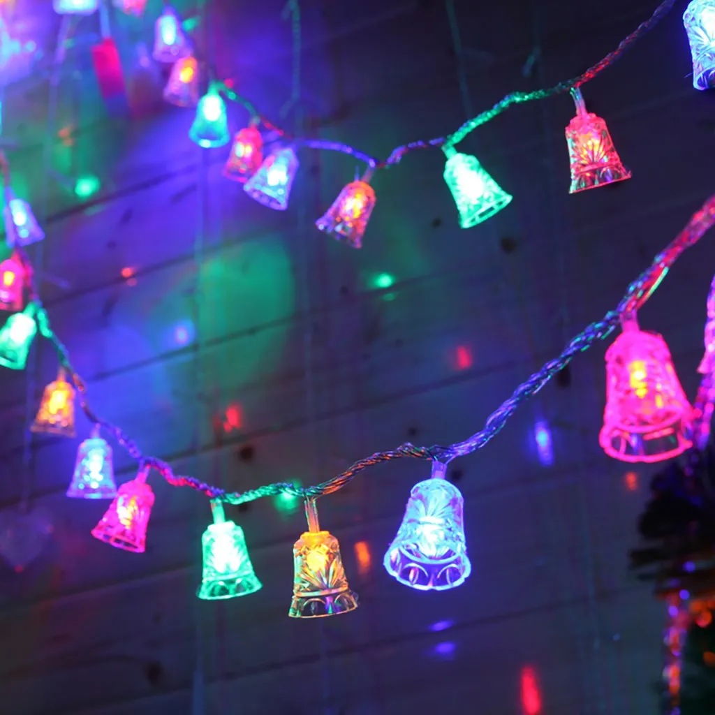 1,5 м 10LED Рождественская гирлянда с колокольчиками, огни для улицы, вечерние украшения сада для дома, Санта Клаус, рождественские украшения для вечеринки