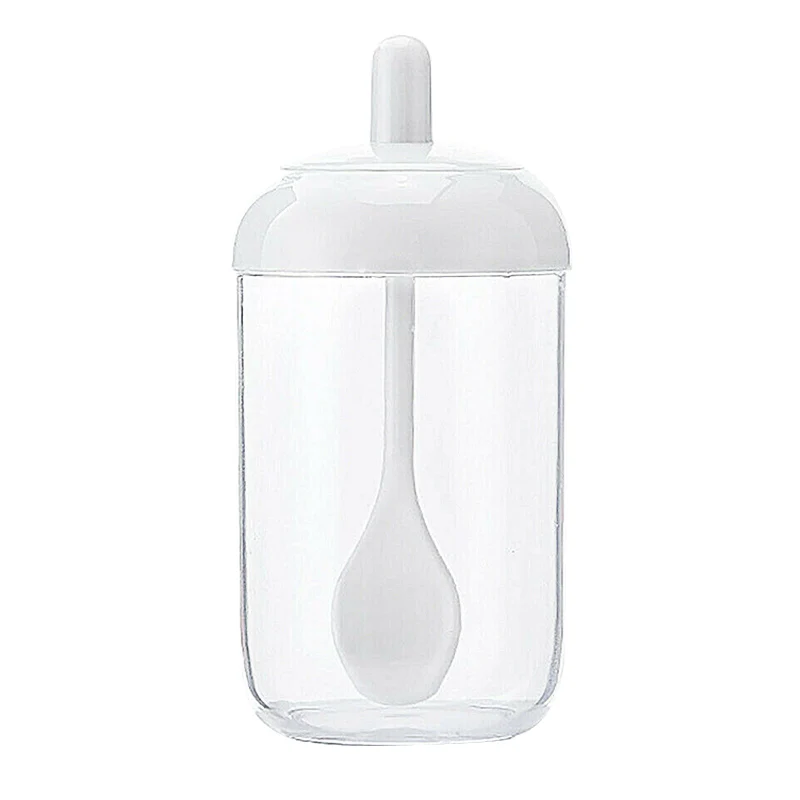 Приправа Бутылка соль сахар специи банка для хранения с ложка, кухонные принадлежности AUG889 - Цвет: White