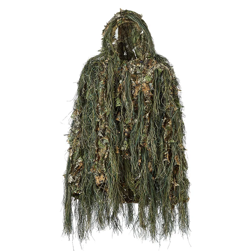 Ghillie Suit Hunting Woodland 3D Bionic Leaf Disguise Uniform Cs Camouflage Suits Set Sniper Jungle Train Hunting Cloth Ghillie Suit Hunting Woodland 3D Bionic Leaf Disguise Uniform Cs Camouflage Suits Set Sniper Jungle Train Hunting Cloth