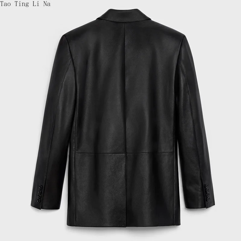 2022 Leather Jacket Women Oversize Mid-length Sheepskin Leather Suit G2