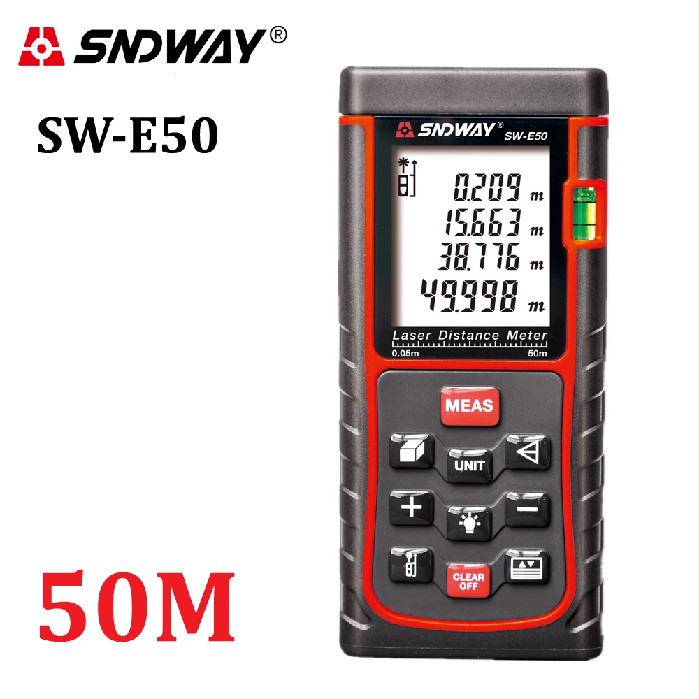 

SNDWAY 50M Laser Rangefinder Laser Distance Meter Digital Measure Tester Area-volume-Angle Tool E50