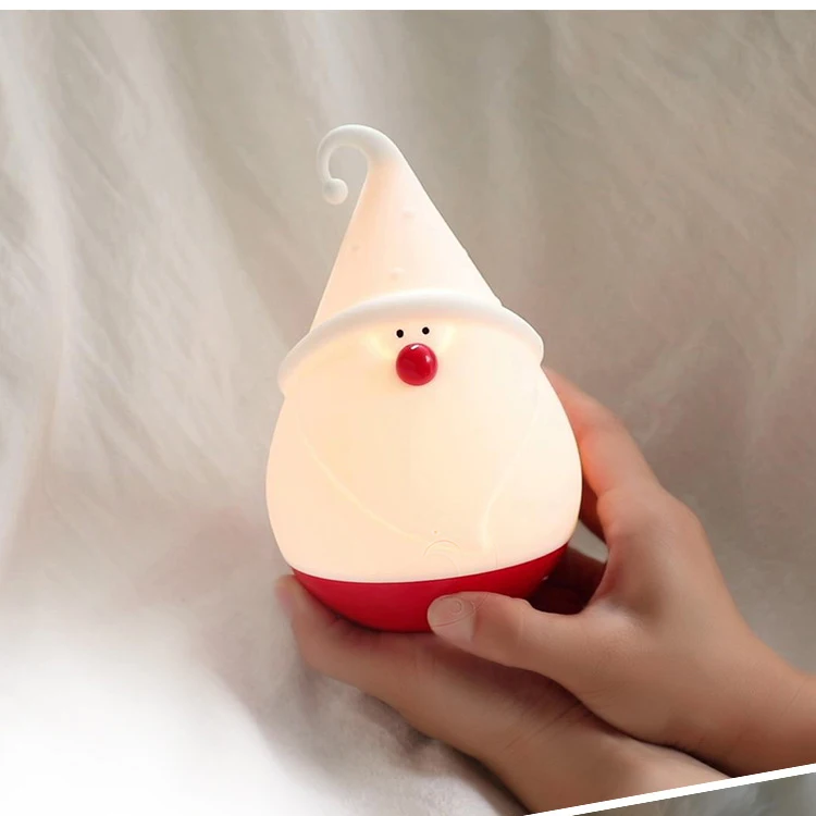 WARM WHITE FSTENPUS Christmas gift little snowman warm heart lamp gift pat silicone lamp USB night lamp bedside led charging table lamp - Испускаемый цвет: WARM WHITE