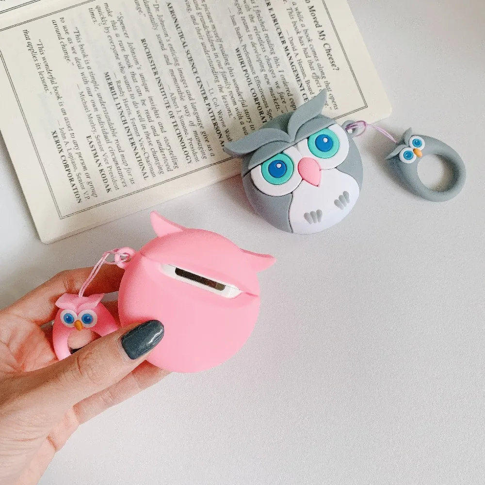 Для Airpods 2 чехол с рисунком совы для Apple Air pods милый чехол для наушников 3D чехол для наушников Аксессуары для наушников