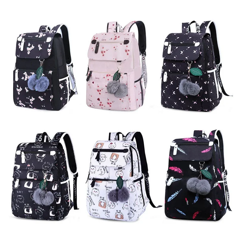 Новый большой женский рюкзак Mochila школьный с принтом водонепроницаемый для