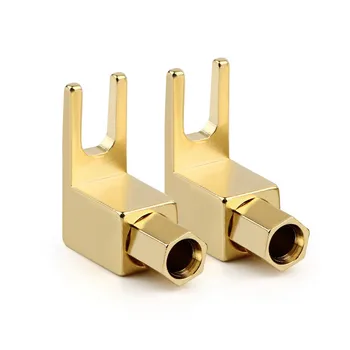 

Jack Speaker Audio Connector Banana Terminal 90 Degree Binding Post Wire Clamp 24K Gold Plated Screw Y Fork Welding-free Plug