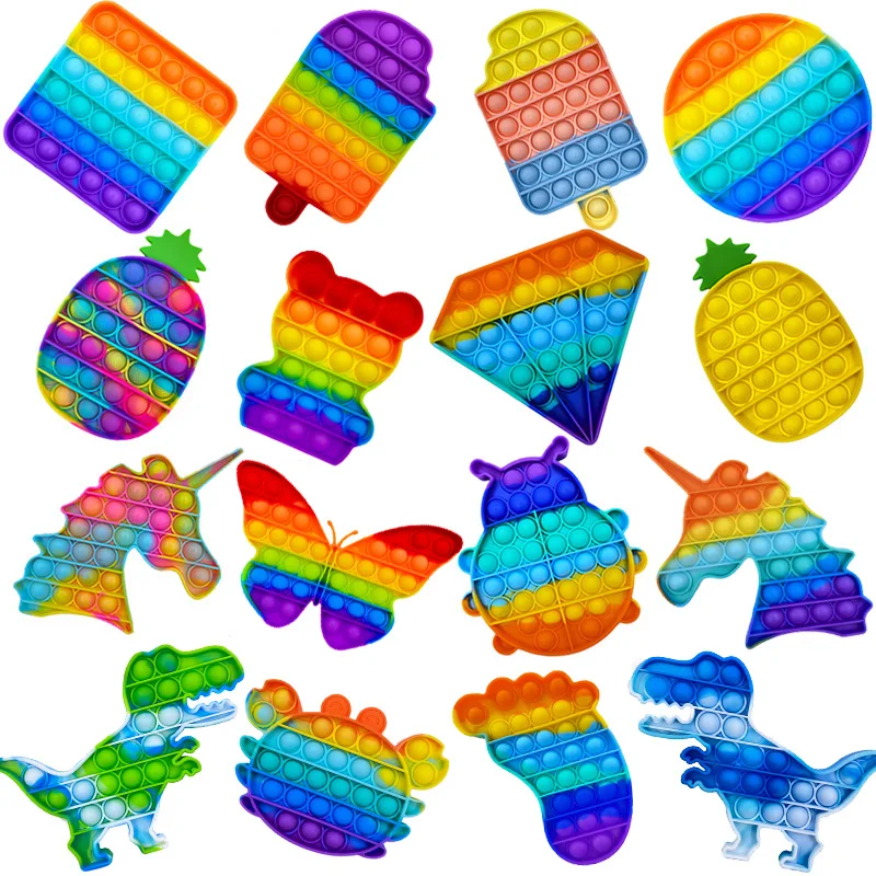 Fidget punk juguetes Arco Iris empujar burbuja juguetes anti estrés Simple Dimple sensorial juguete para aliviar el autismo envío gratis