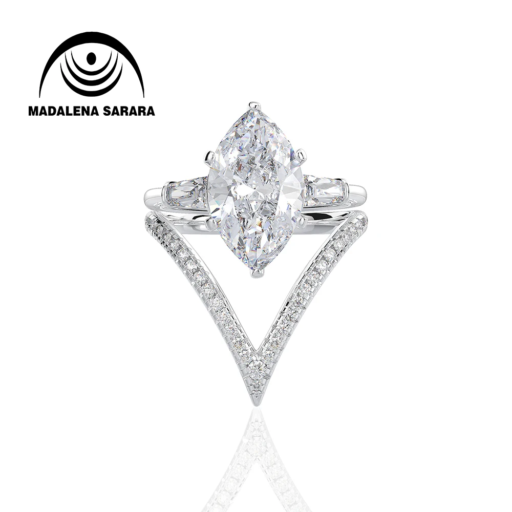 MADALENA SARARA Un Carato di Goccia D'acqua di Forma AAAA Zirconia Anello In Argento MADALENA SARARA Un Carato di Goccia D'acqua di Forma AAAA Zirconia Anello In Argento
