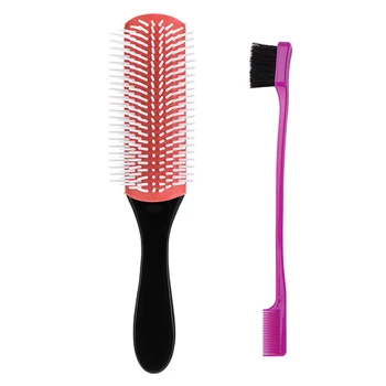 

Denman Cushion Brush Nylon Bristles 9-Row Detangle Distribute Product Curly Hair
