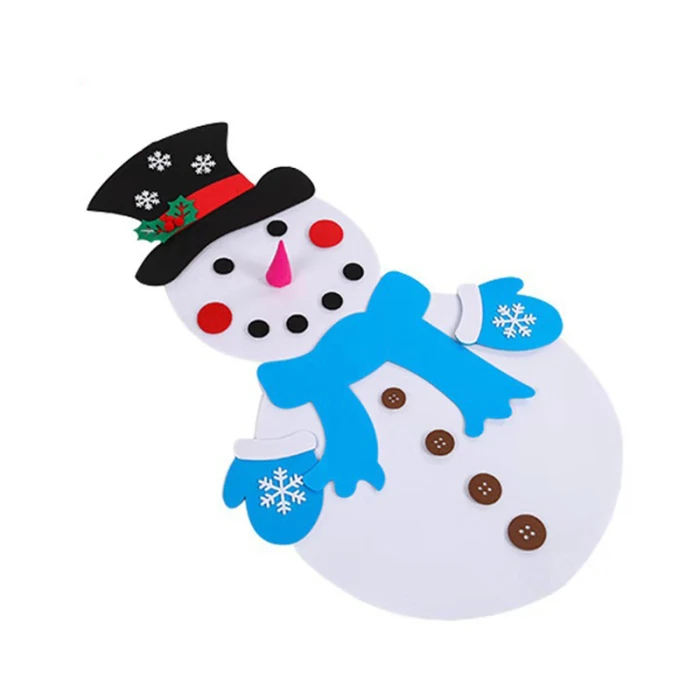 New Hot Christmas DIY Felt Snowman Kids Felt Holidays Game Set Detachable Wall Hanging Decor SMD66