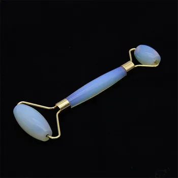 

Hot Sale White Opal Handheld Facial Roller Massager Gemstone Opal Facial Roller