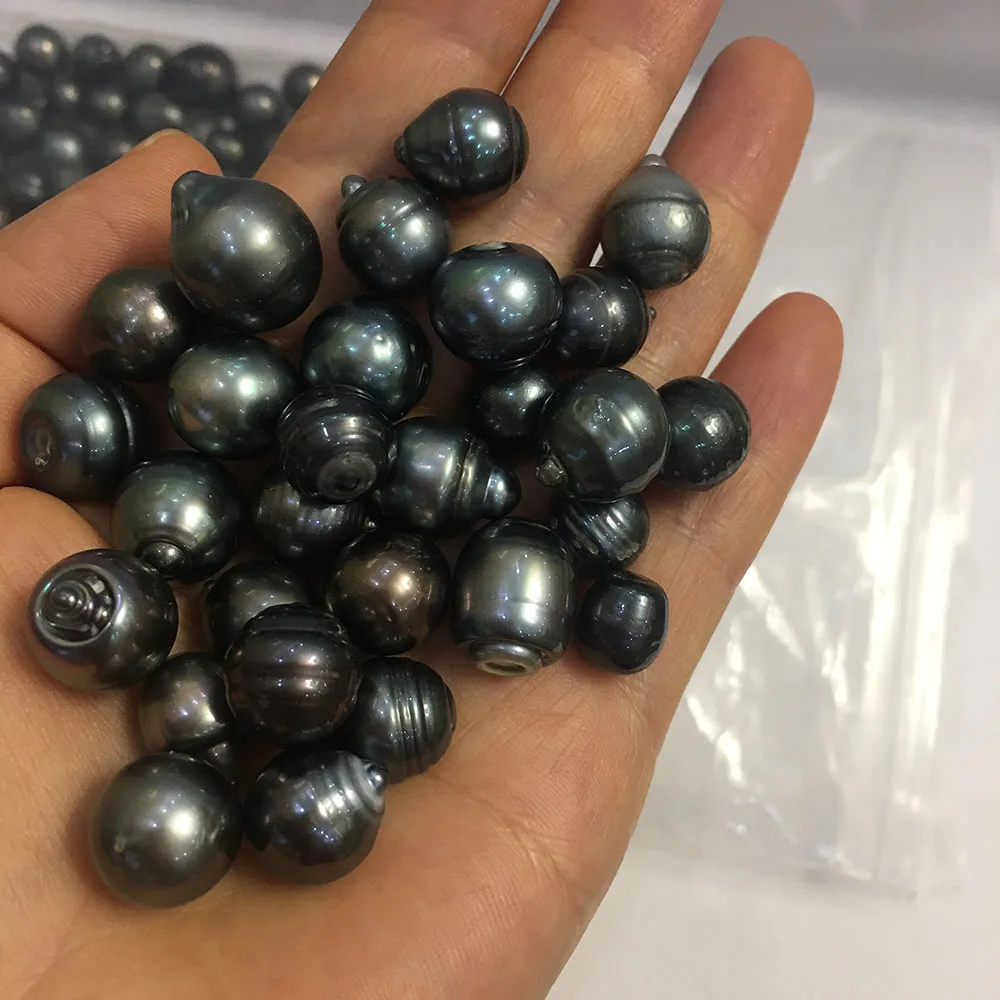free shipping,8-10 mm good luster A tahitian baroque pearl,100% Nature black tahitian sea salt pearl loose pearl,half or no hole 3