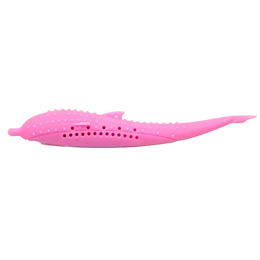 Pink Зубная щетка в форме рыбы для домашних животных, Экологичная силиконовая молярная палка для зубов, игрушка для собак, очищающая зубы, горячая распродажа - Color: Pink