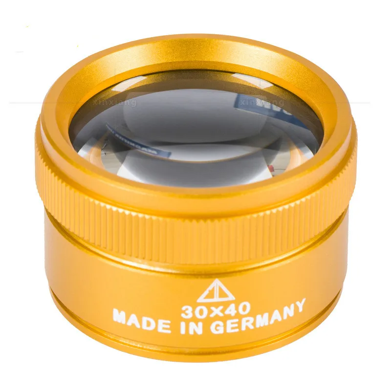 

30 Times K9 Optical Glass-to-Metal Gold Cylindrical HD Diamond Jewellery Antique Authentication Amplification Mirror 30x40