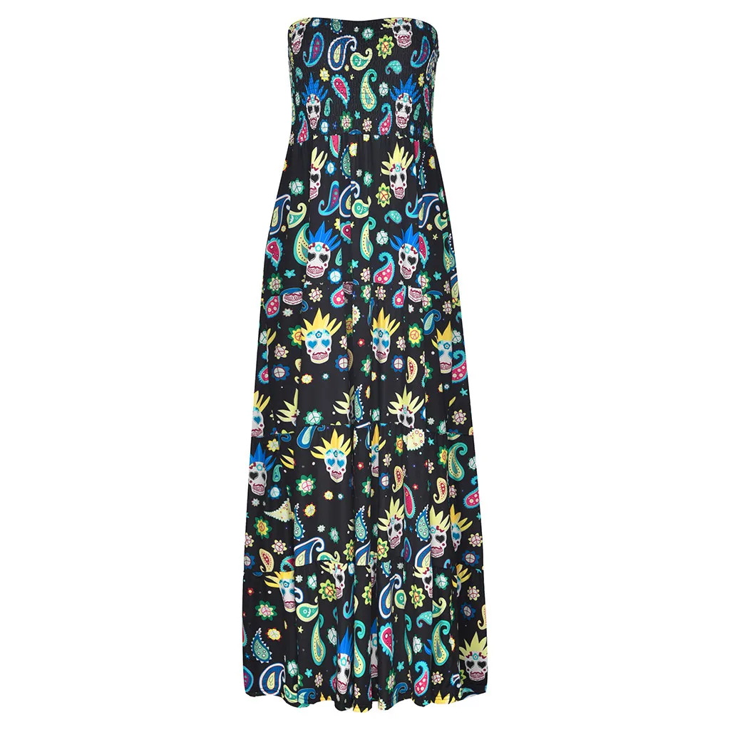 MISSOMO платья женские большие размеры летнее платье vestidos Boho печати Макси платье длинное платье без бретелек винтажный халат женский 815