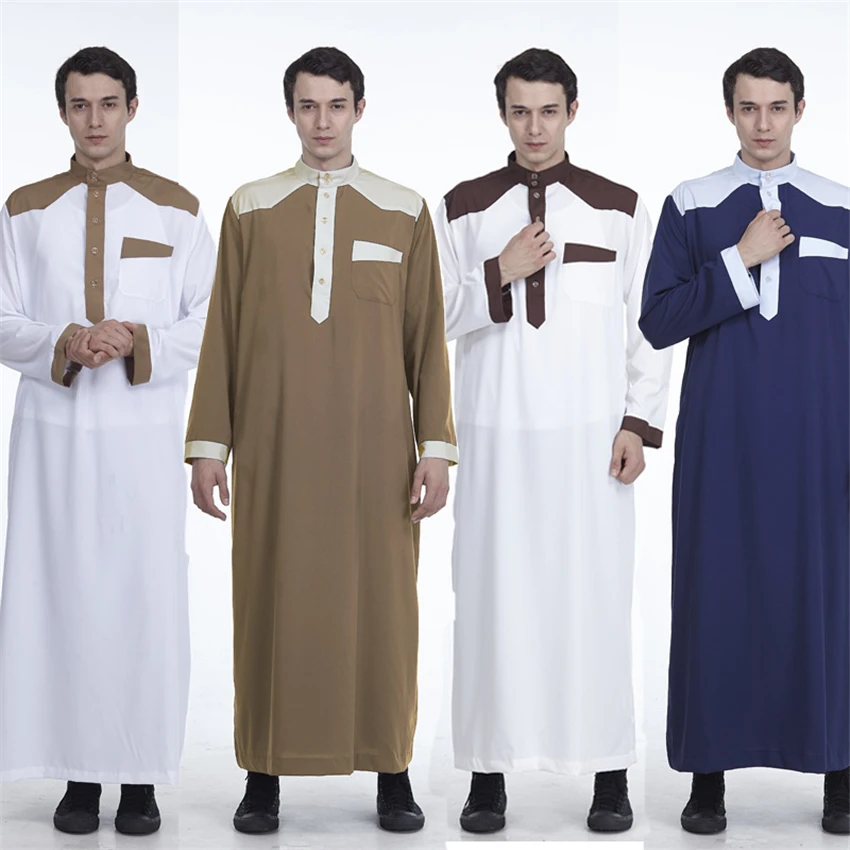 

New Arab Men Clothing Jubba Thobe Muslim Fashion Dress Kaftan Saudi Arabia Eid Ramadan Abaya Dubai Islamic Clothing