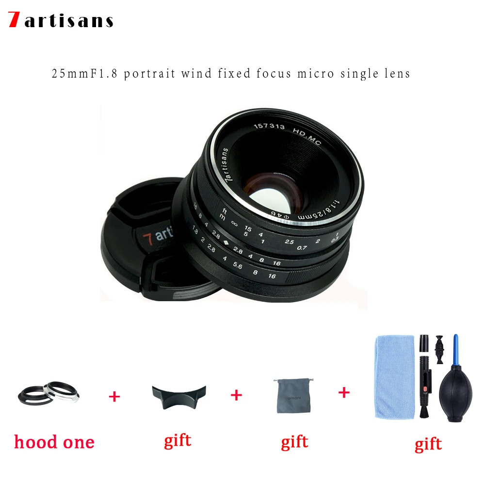 Объектив 7artisans 25 мм f1.8 Prime для беззеркальной камеры MILC Sony E-Mount Canon EOS-M Micro 4/3 FUJI FX Camera s
