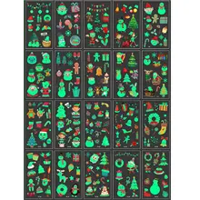 Cartoon Waterproof Kids Holiday Luminous Christmas Tattoo Sticker Funny Santa Toy