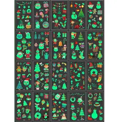 Cartoon Waterproof Kids Holiday Luminous Christmas Tattoo Sticker Funny Santa Toy