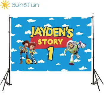 

Sunsfun backdrop custom Toy Story Themed Jessie Invitation Party Cloud Children birthday banner Custom Photo Studio Backdrop