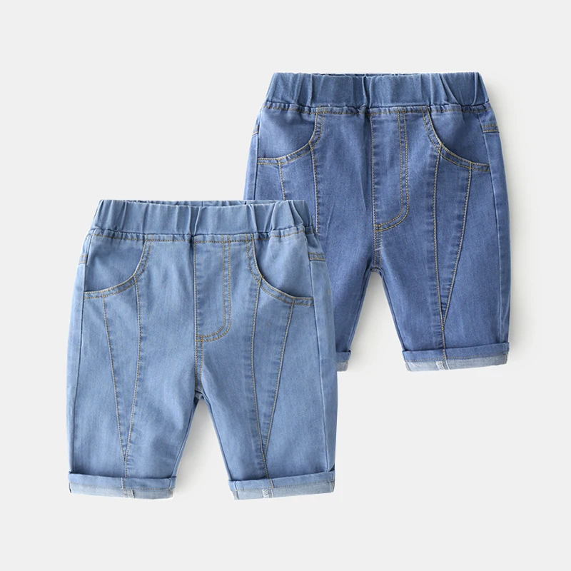 

2021 Summer New Design 2 3 4 5 6 8 10 Years Children Clothes Handsome Pocket Elastic Capris Jeans Denim Shorts For Kids Baby Boy