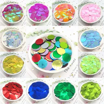 

10mm 15mm 20mm 25mm 30mm PVC Flat Round Loose Sequins Paillette DIY Sewing Wedding Craft Accessories with 1 Side Hole Sequin 10g