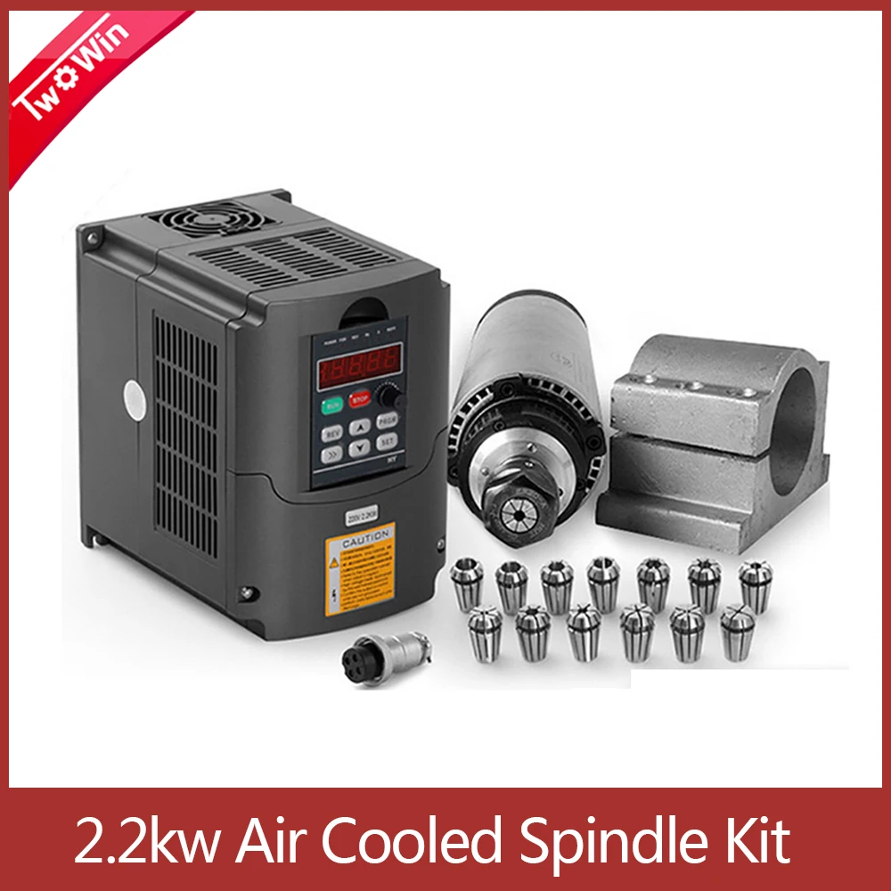 

110V/220V 2.2 kw Air Cooled Spindle Kit 2.2KW VFD +ER20 Collet +Air Cooled 2200w CNC Milling Motor for CNC Router