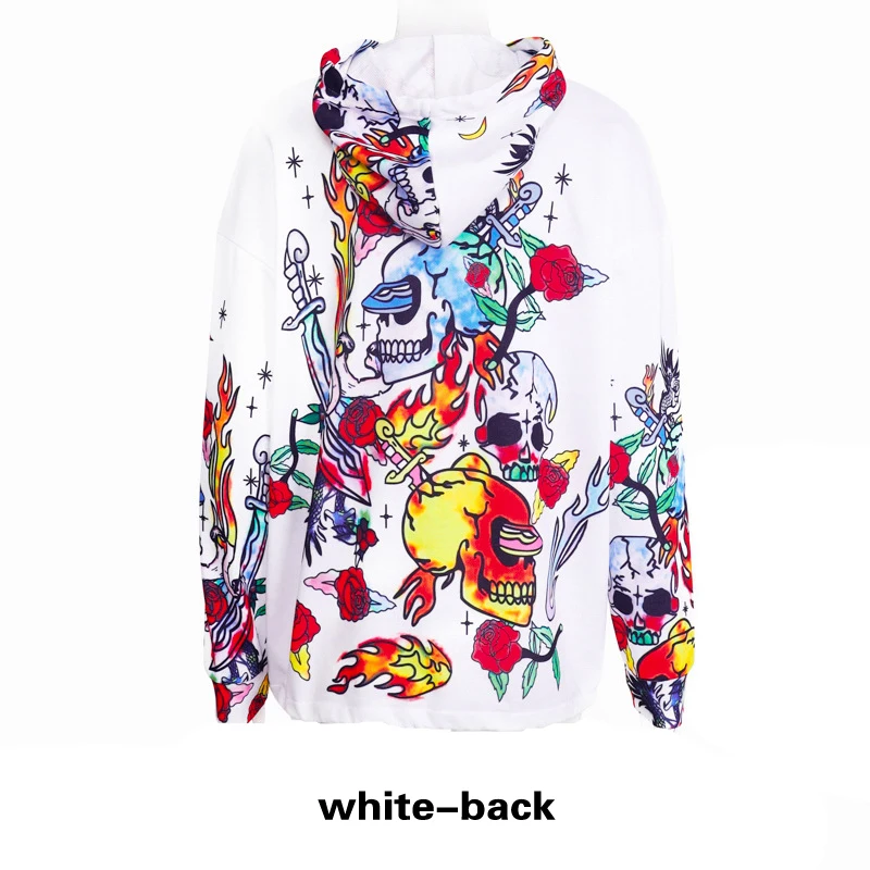 Sweatshirt Hoodies Streetwear Women Pullover Clothing Autumn Winter Digital Printing White Black Hooded Loose Female Top Leisure