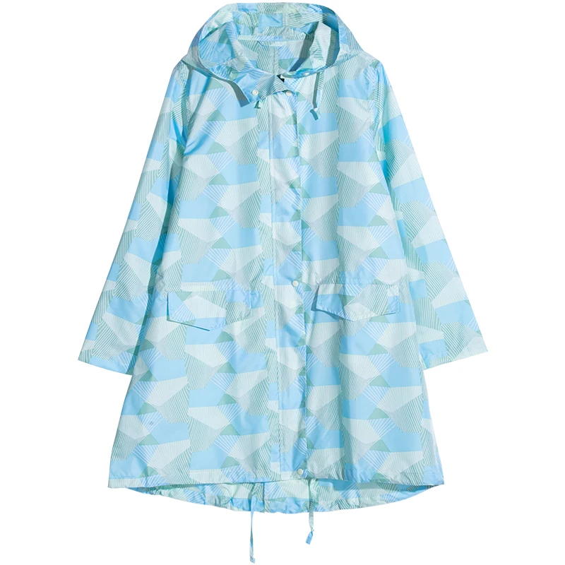 Womens Fashion Geometric Raincoat Windbreaker Lightweight Hiking Waterproof Biking Outdoor Portable Jacket