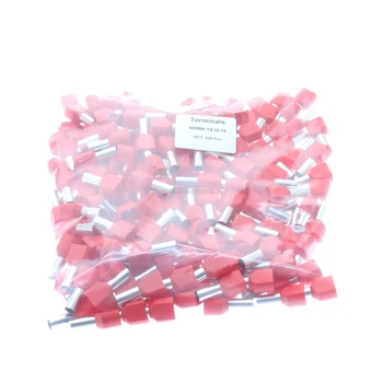 

TE10-14 200pcs Wire Ferrules End Sleeve Double Cord End Terminal Copper Insulated Crimp Splice Terminal connector for two wires