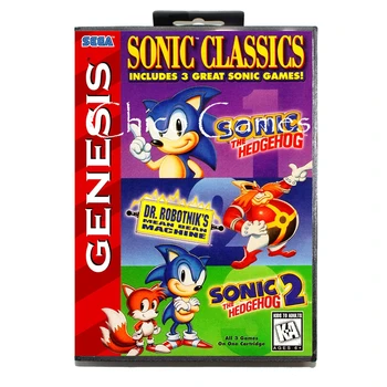 

Sega MD games card - Sonic Classics aka Sonic Compilation for Sega MegaDrive Video Game Console 16 bit MD card