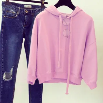 

Hoodies Women 2019 Brand Female Long Sleeve Solid Color Hooded Sweatshirt Autumn Warm Female Tracksuit Pullover