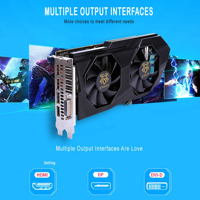 Kopen Voor Radeon RX 580 Video Gaming Grafische Kaart GPU 4G GDDR5 256bit PCI Express 3.0 Desktop 2048SP Grafische Kaart voeg Op HDMI Gebruikt