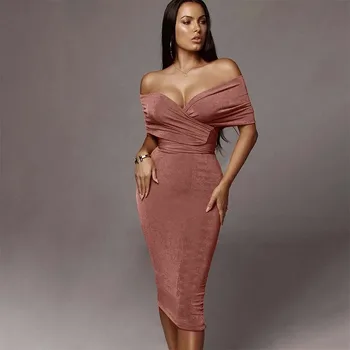 

Meyoung 2 Piece Set Women Skirt Set 2019 Two Piece Set Women Sexy Dress Midi Robe Femme Bodycon Winter Clothes Pink Elegant 2019