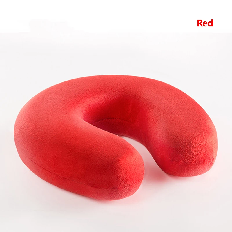 Red U-образная подушка для воздушных судов, массажная дорожная подушка для шеи, пенопластовая подушка для путешествий, офиса, рабочая Подушка для сна, затылочный шейный Подушка унисекс - Цвет: Red