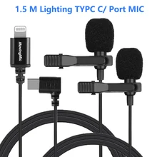 1,5 м микрофон клип на лацкане петличный тип-c/порт освещения петличный проводной конденсаторный записывающий микрофон для IPhone x xs 8